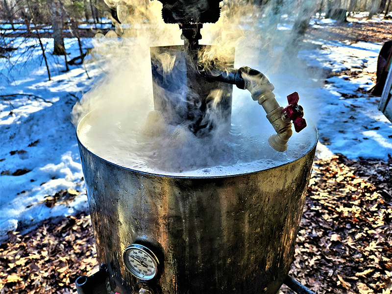 bullet-shaped black maple syrup evaporator
