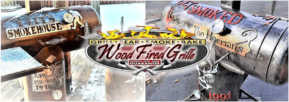 Two photos of wood fired grills