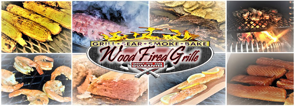 Photo collage of food cooking on grills