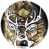 Close-up of bullet grill with buck head artwork